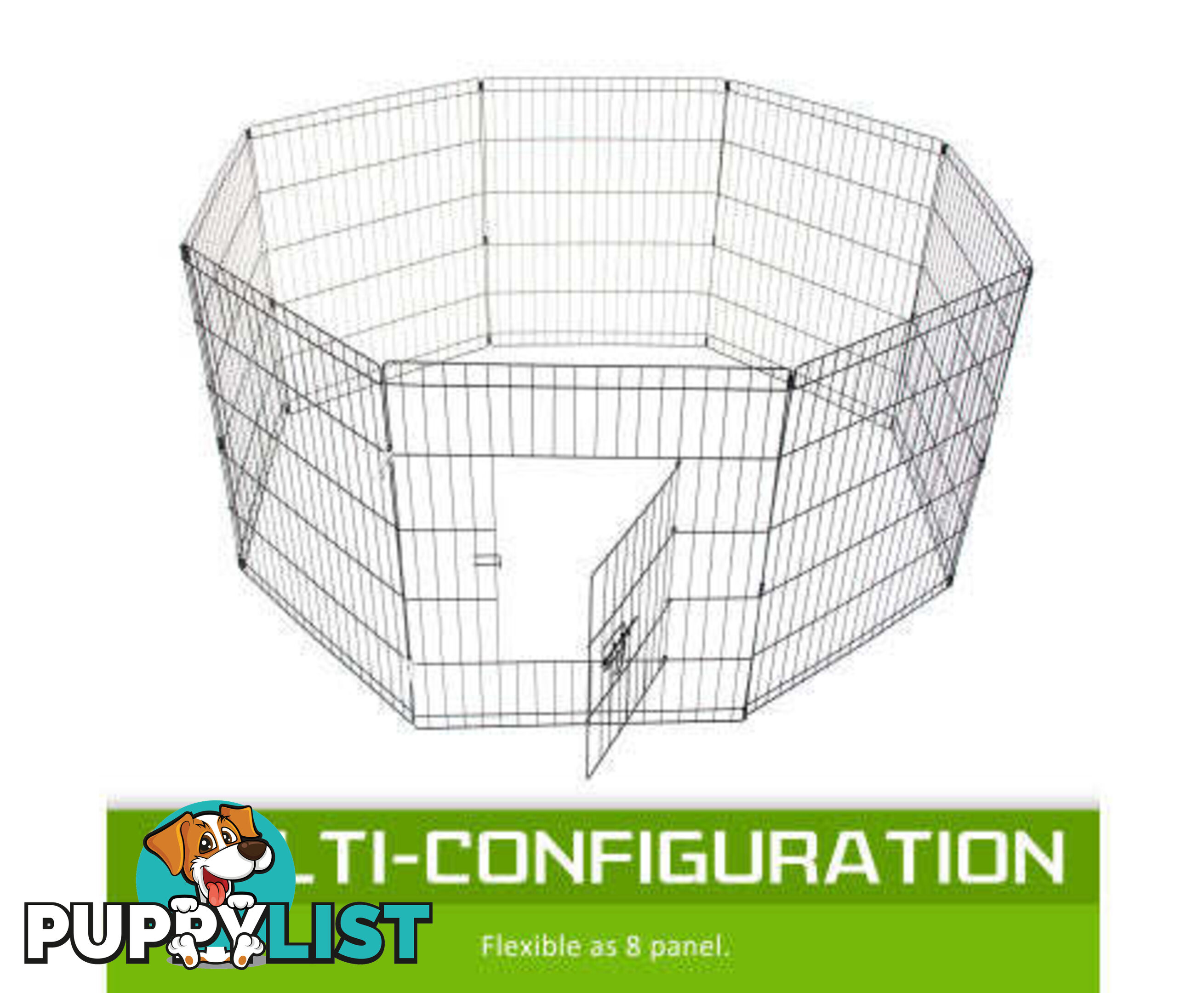 Paw Mate Pet Playpen 8 Panel Foldable Dog Cage + Cover - V274-PET-PP36-PPCV36-GN