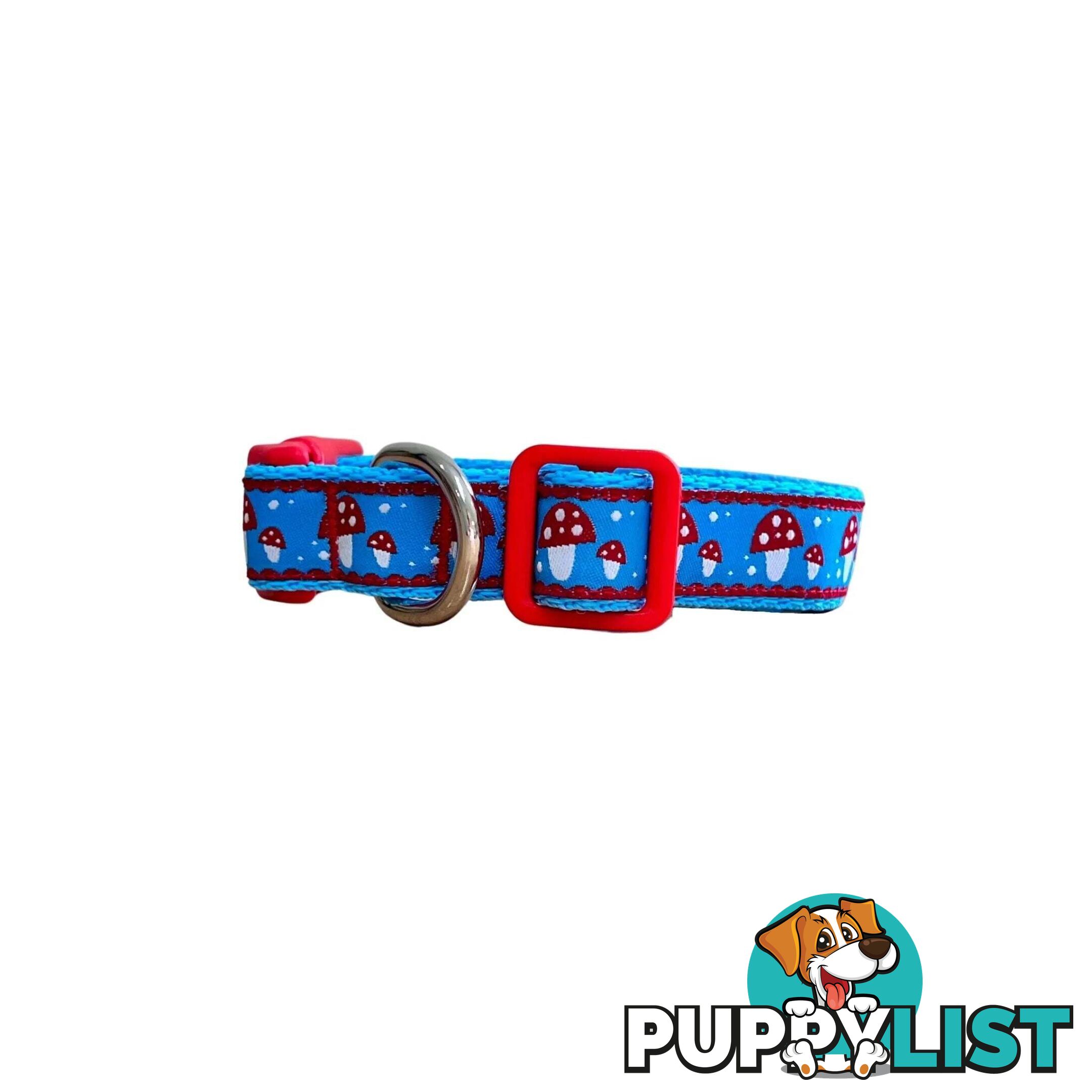 Toadstool Dog Collar / Mushroom - Hand Made by The Bark Side - TBSTOADXS