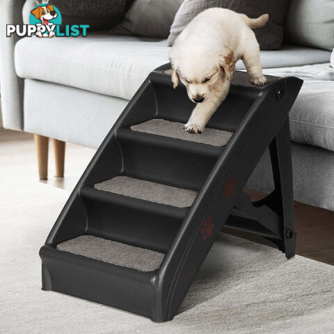 i.Pet Dog Ramp Steps For Bed Sofa Car Pet Stairs Ladder Portable Foldable Black - FDR-D-433-BK