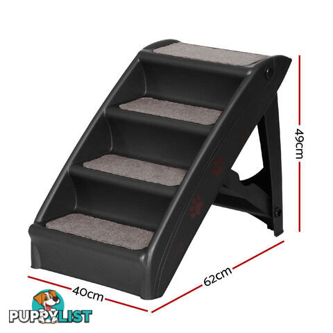 i.Pet Dog Ramp Steps For Bed Sofa Car Pet Stairs Ladder Portable Foldable Black - FDR-D-433-BK