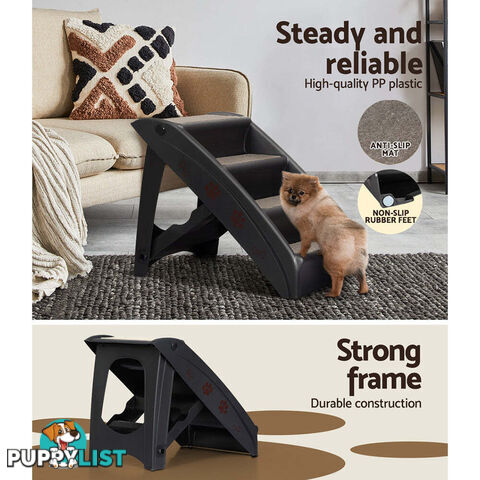 i.Pet Dog Ramp Steps For Bed Sofa Car Pet Stairs Ladder Portable Foldable Black - FDR-D-433-BK