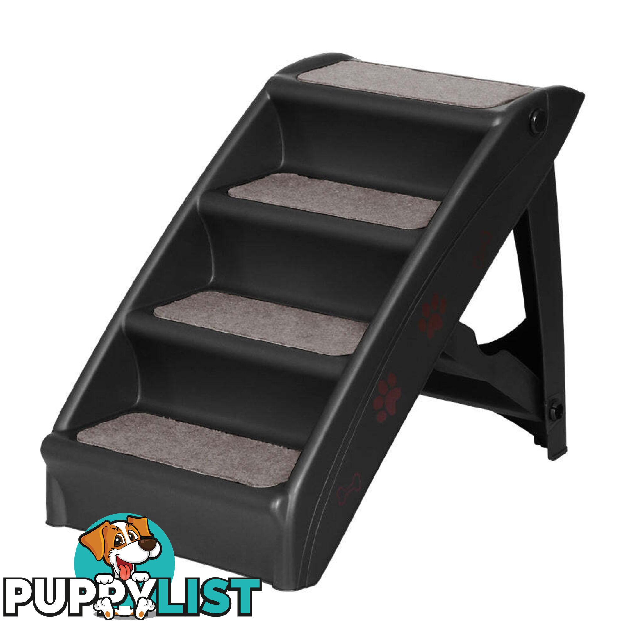 i.Pet Dog Ramp Steps For Bed Sofa Car Pet Stairs Ladder Portable Foldable Black - FDR-D-433-BK