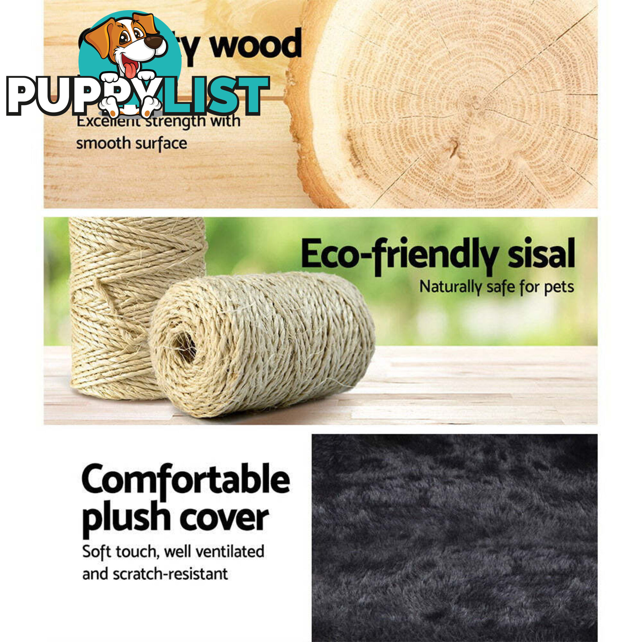 i.Pet Cat Tree 140cm Tower Scratching Post Scratcher Trees Toys Condo Bed Grey - PET-CAT-FL08-GR