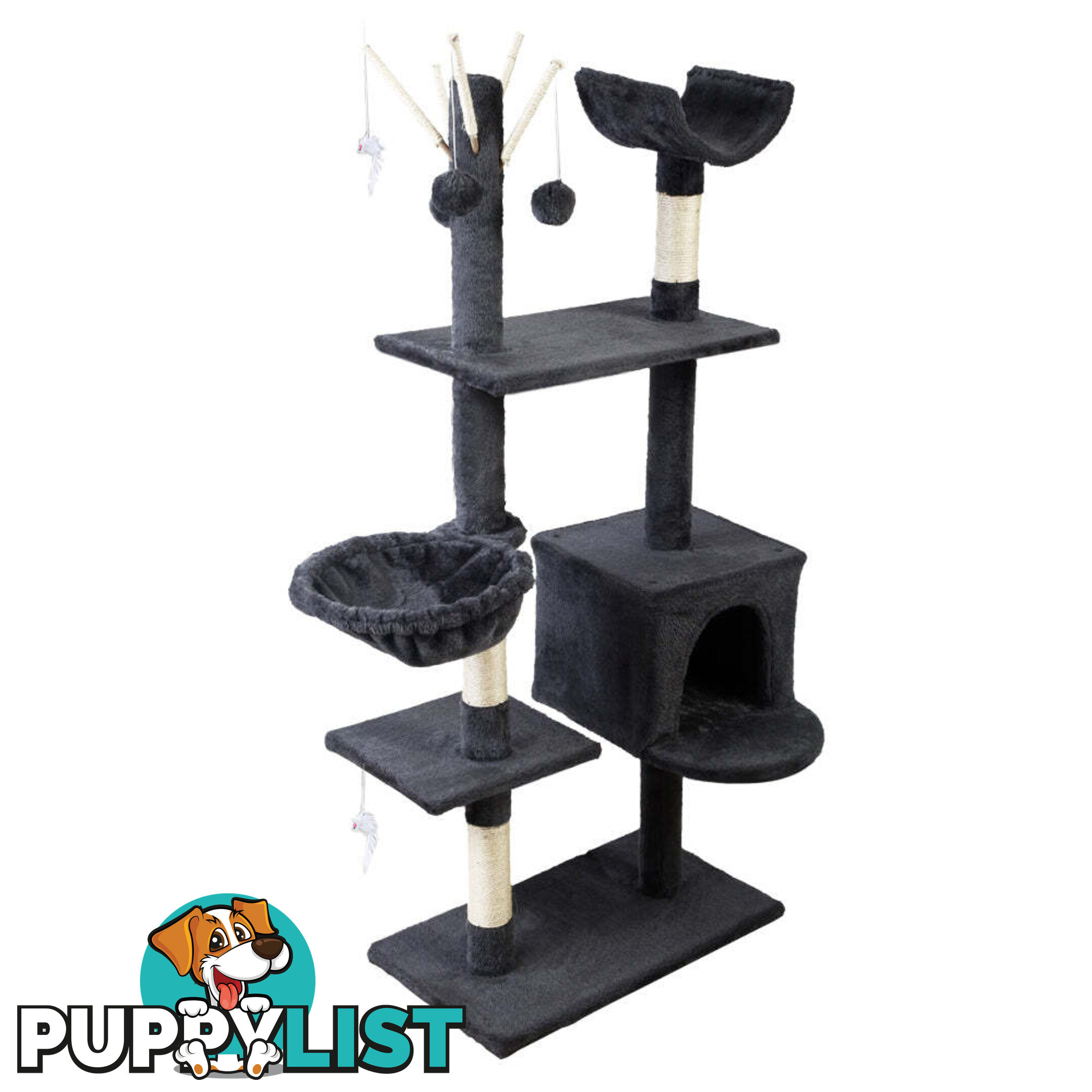 i.Pet Cat Tree 140cm Tower Scratching Post Scratcher Trees Toys Condo Bed Grey - PET-CAT-FL08-GR