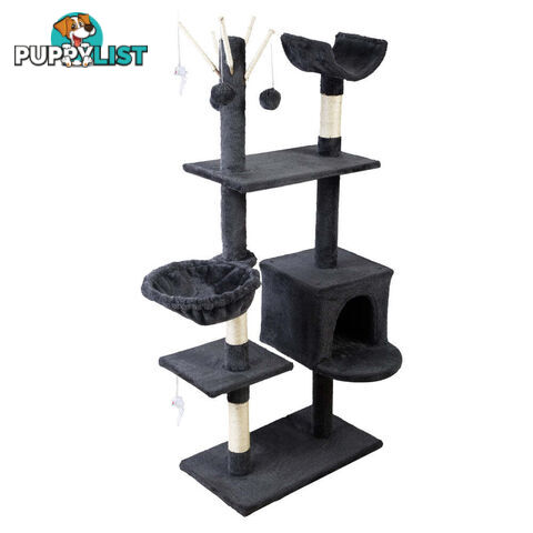 i.Pet Cat Tree 140cm Tower Scratching Post Scratcher Trees Toys Condo Bed Grey - PET-CAT-FL08-GR