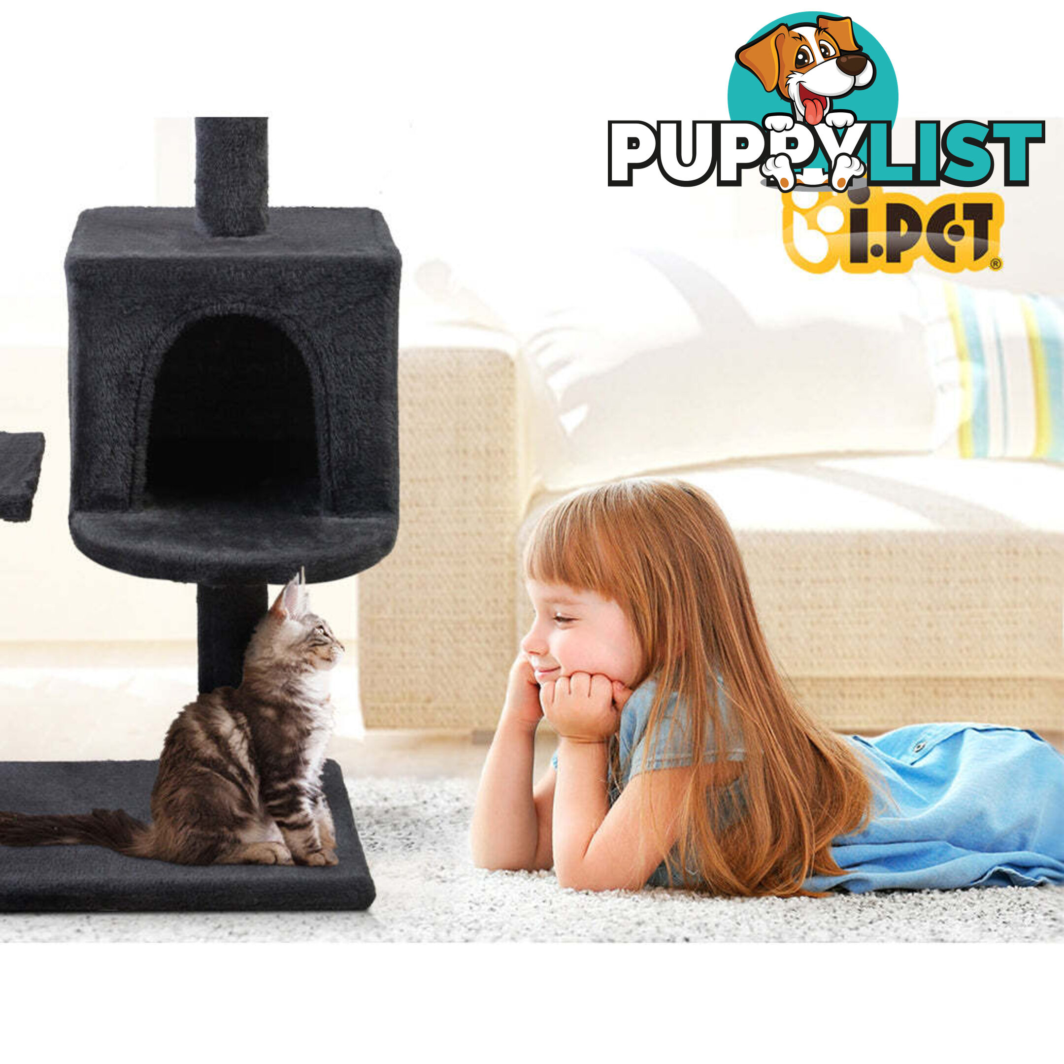 i.Pet Cat Tree 140cm Tower Scratching Post Scratcher Trees Toys Condo Bed Grey - PET-CAT-FL08-GR