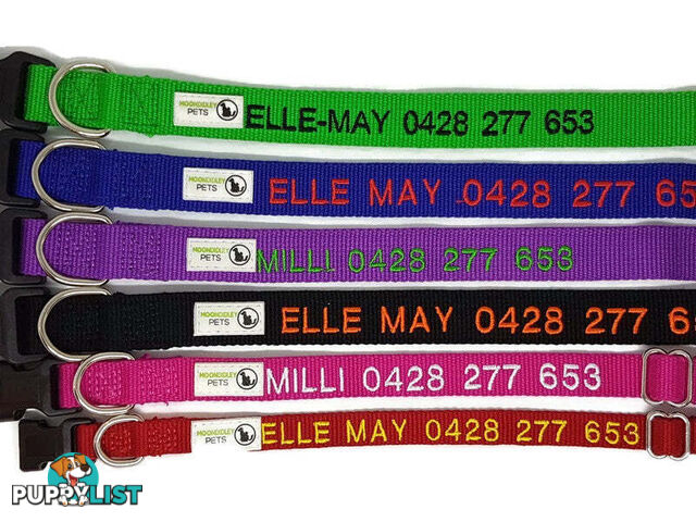 Doggie ID Collar Bamboo Fibre Personalised Embroidered - CCB-CO-001-SRD-NO