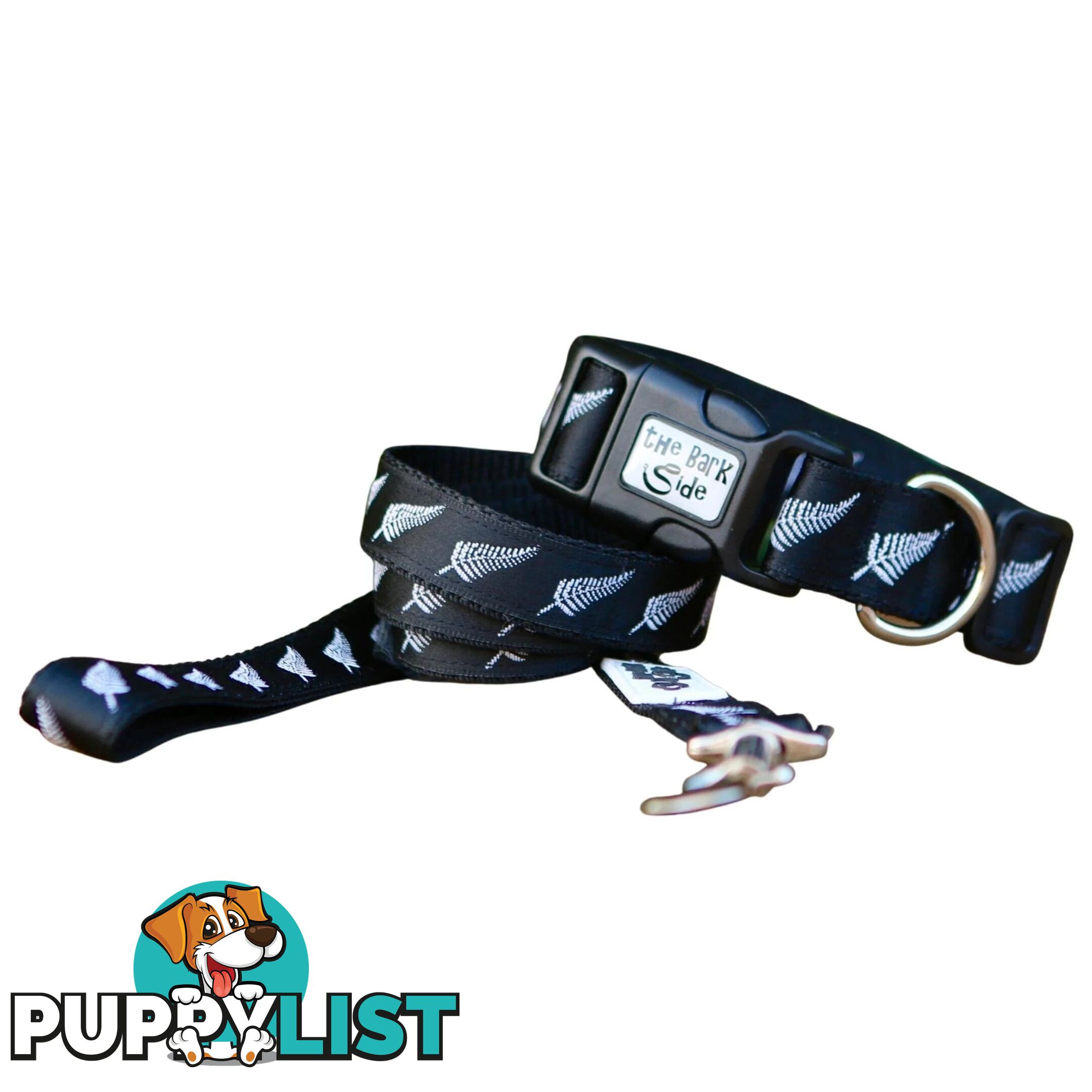 Silver Ferns Dog Lead / New Zealand / All Blacks / Dog Leash - Hand Made by The Bark Side - TBSLDSIL201.8