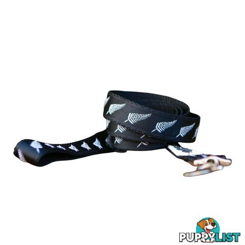 Silver Ferns Dog Lead / New Zealand / All Blacks / Dog Leash - Hand Made by The Bark Side - TBSLDSIL201.8