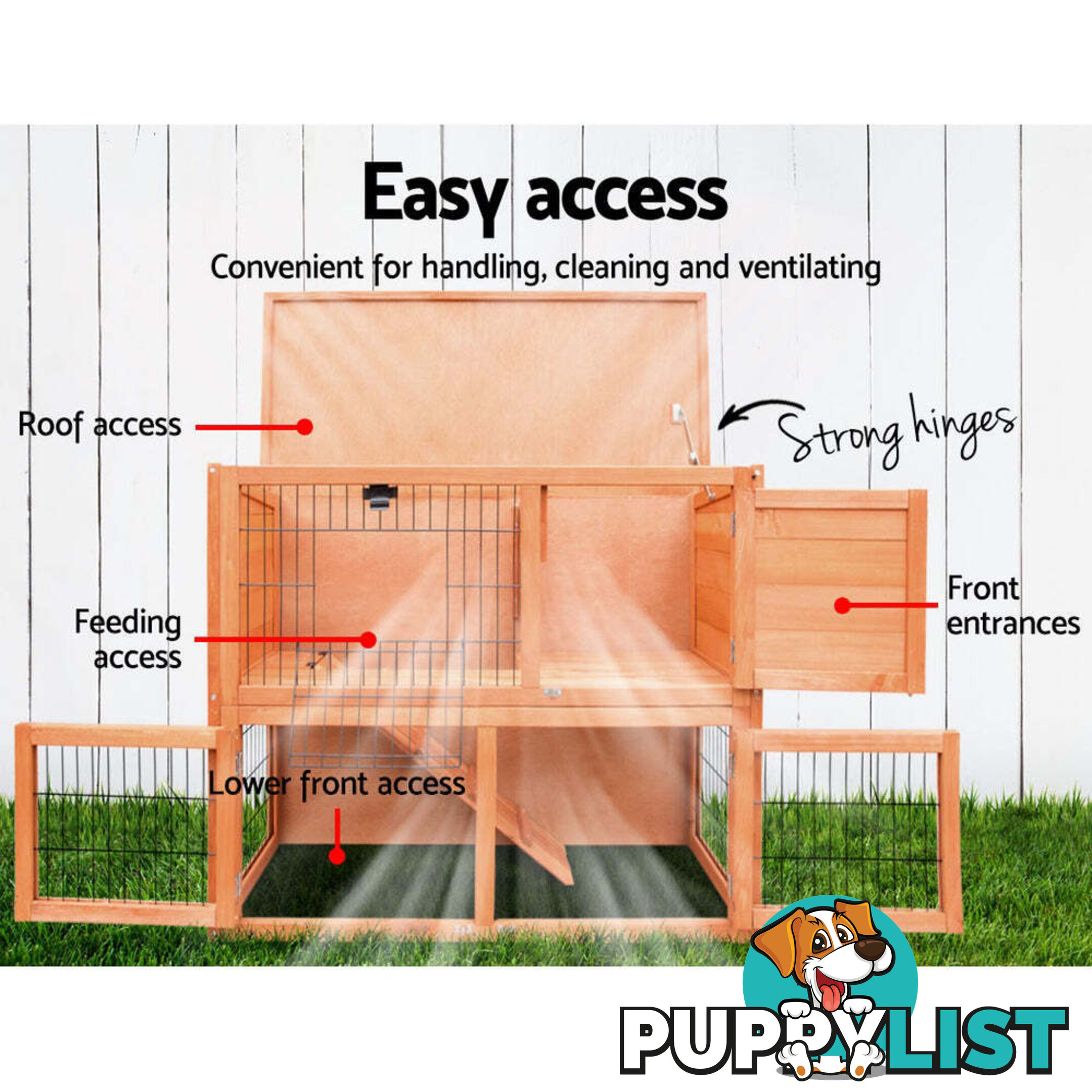 i.Pet Chicken Coop 88cm x 40cm x 76cm Rabbit Hutch Large House Run Wooden Cage Outdoor - PET-GT-WOOD-R8078