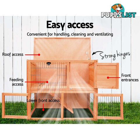 i.Pet Chicken Coop 88cm x 40cm x 76cm Rabbit Hutch Large House Run Wooden Cage Outdoor - PET-GT-WOOD-R8078