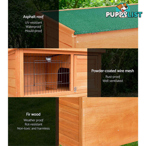 i.Pet Chicken Coop 88cm x 40cm x 76cm Rabbit Hutch Large House Run Wooden Cage Outdoor - PET-GT-WOOD-R8078