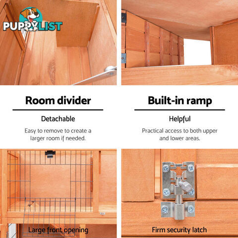 i.Pet Chicken Coop 88cm x 40cm x 76cm Rabbit Hutch Large House Run Wooden Cage Outdoor - PET-GT-WOOD-R8078