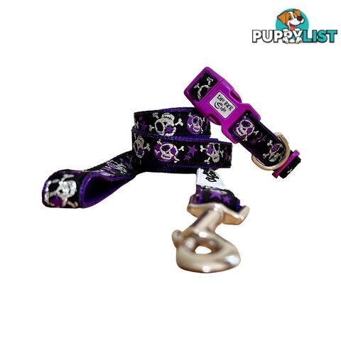 Skulls & Stars Dog Lead / Dog Leash - Hand Made by The Bark Side - TBSLDSKULPNK201.5