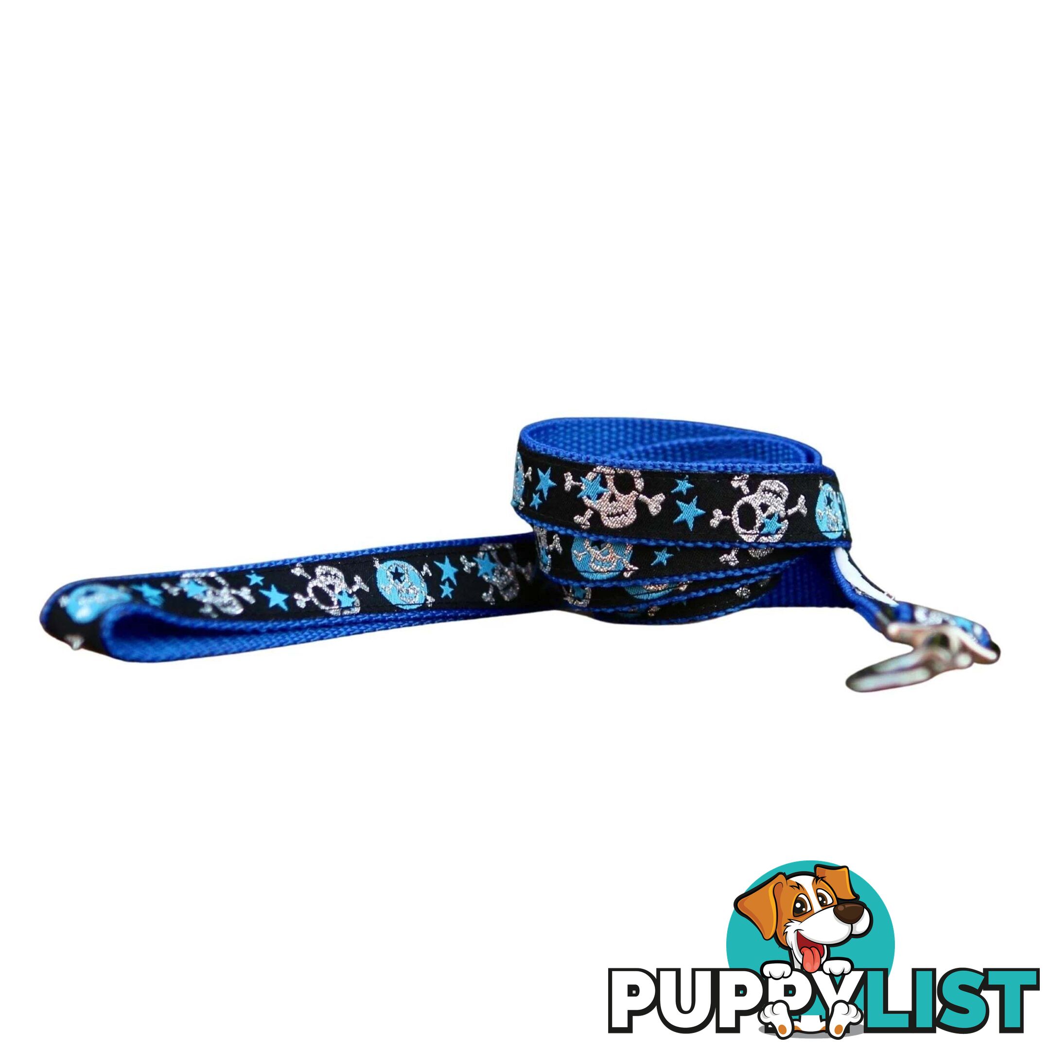 Skulls & Stars Dog Lead / Dog Leash - Hand Made by The Bark Side - TBSLDSKULPNK201.5