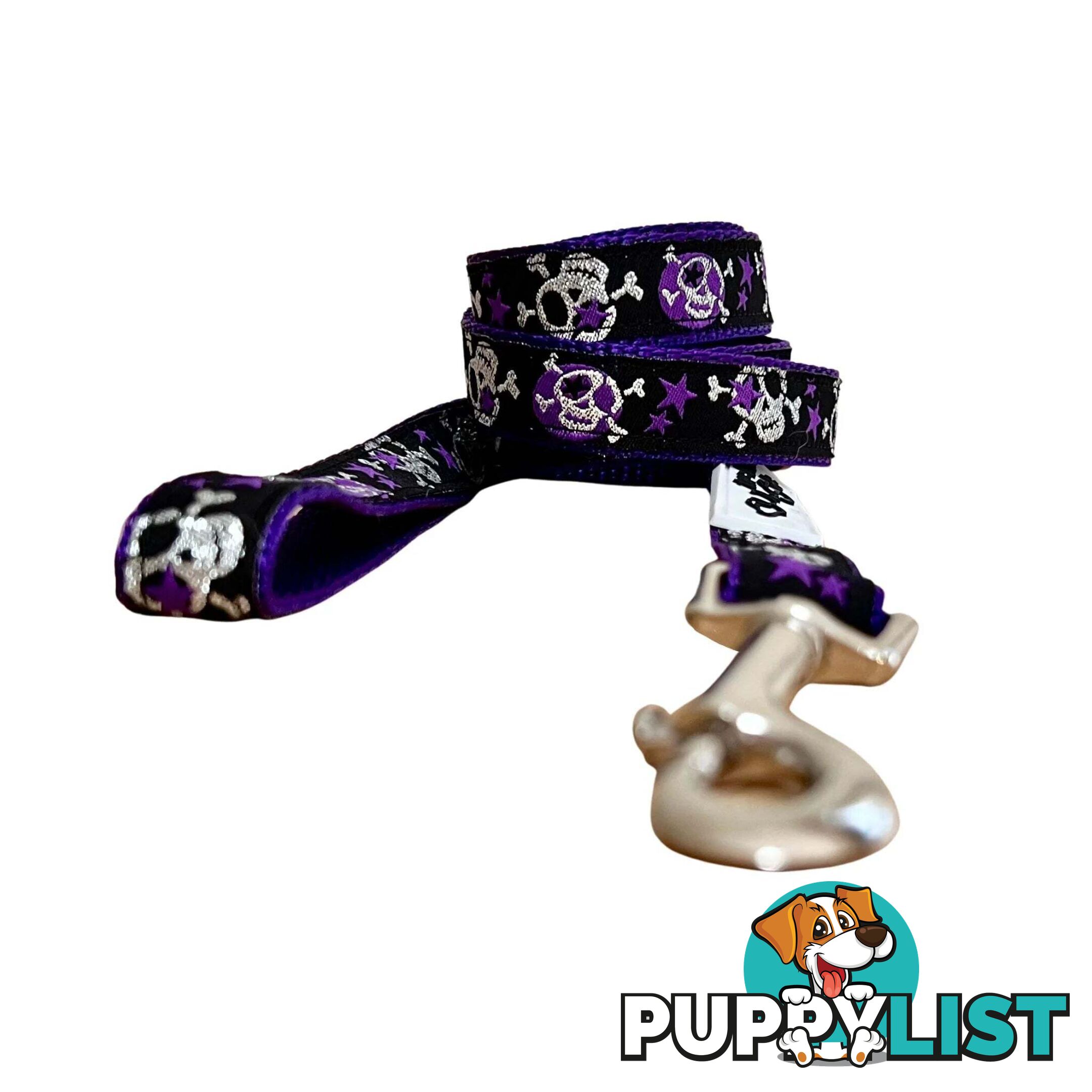 Skulls & Stars Dog Lead / Dog Leash - Hand Made by The Bark Side - TBSLDSKULPNK201.5