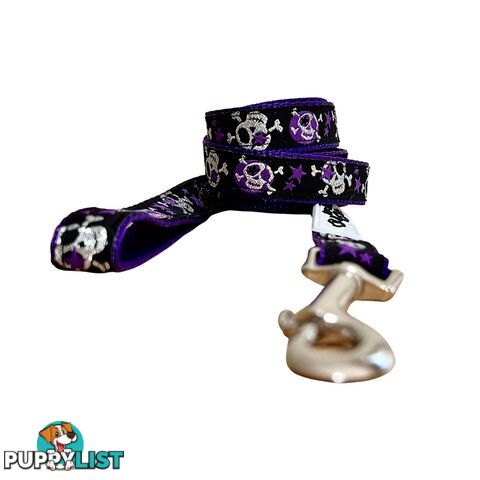 Skulls & Stars Dog Lead / Dog Leash - Hand Made by The Bark Side - TBSLDSKULPNK201.5