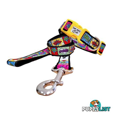 Comic Mania Dog Collar / XS - L - Hand Made by The Bark Side - TBSCOMMEDBLU