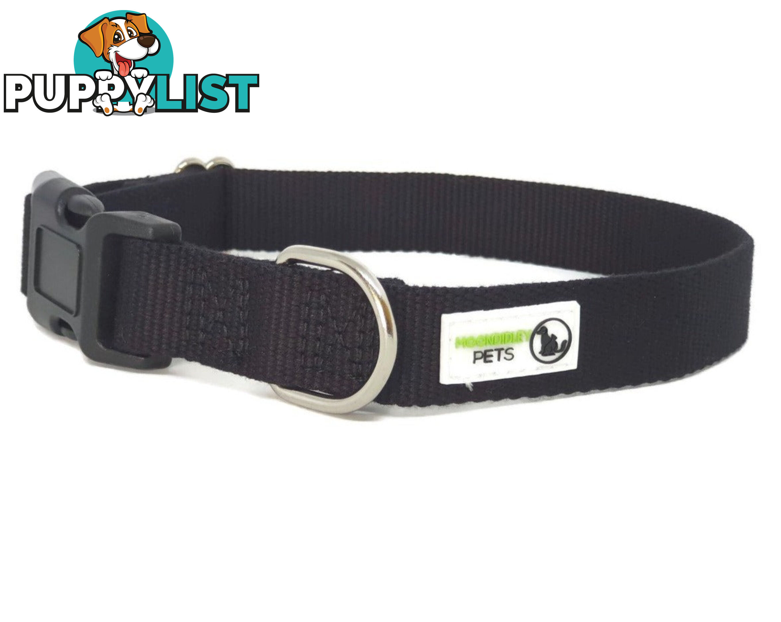 100% Pure Bamboo Fibre Dog Collar Plastic Buckle - Moondidley Pets - MDPCOLBAMLBLK