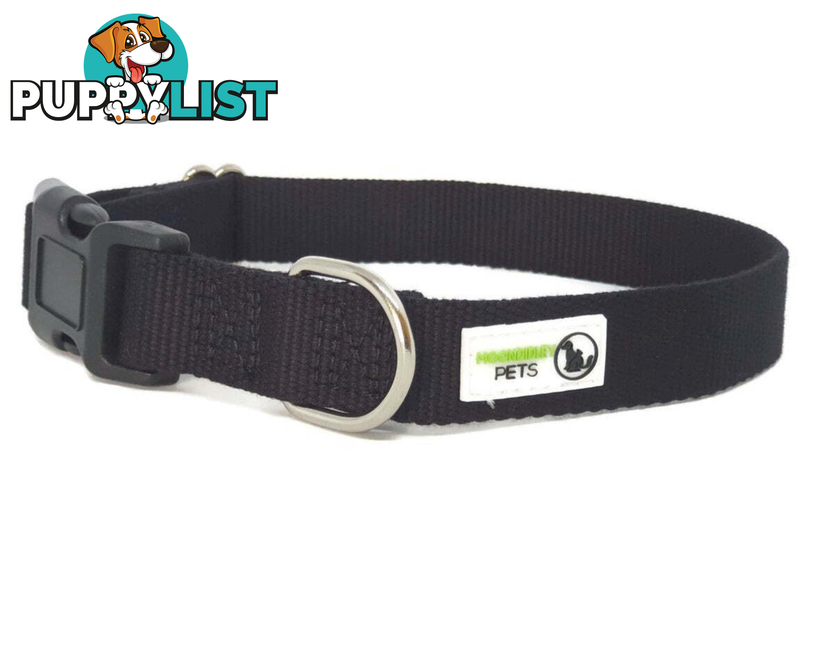 100% Pure Bamboo Fibre Dog Collar Plastic Buckle - Moondidley Pets - MDPCOLBAMLBLK