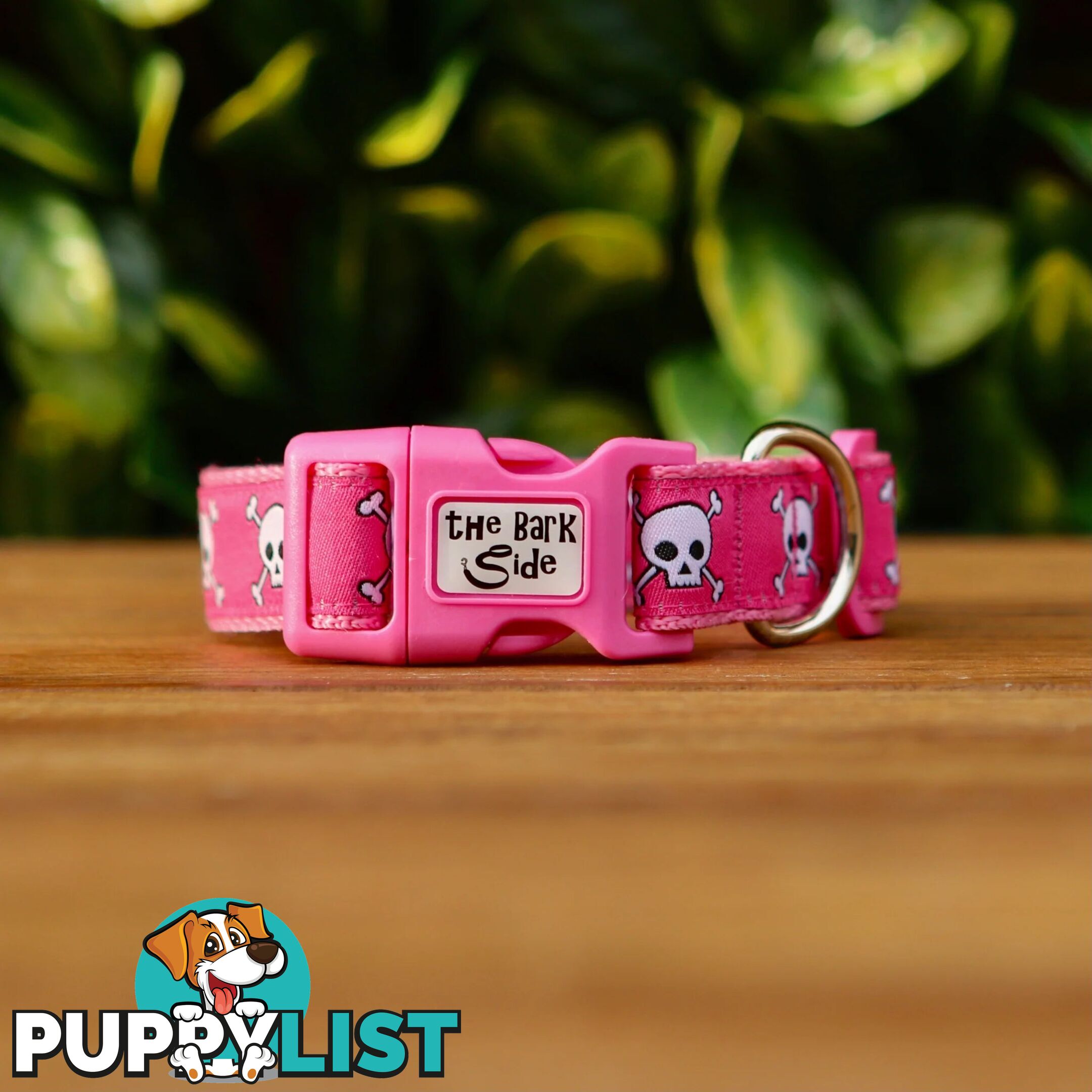 Pink Skulls Dog Collar - Hand Made by The Bark Side - TBSSKULLGE