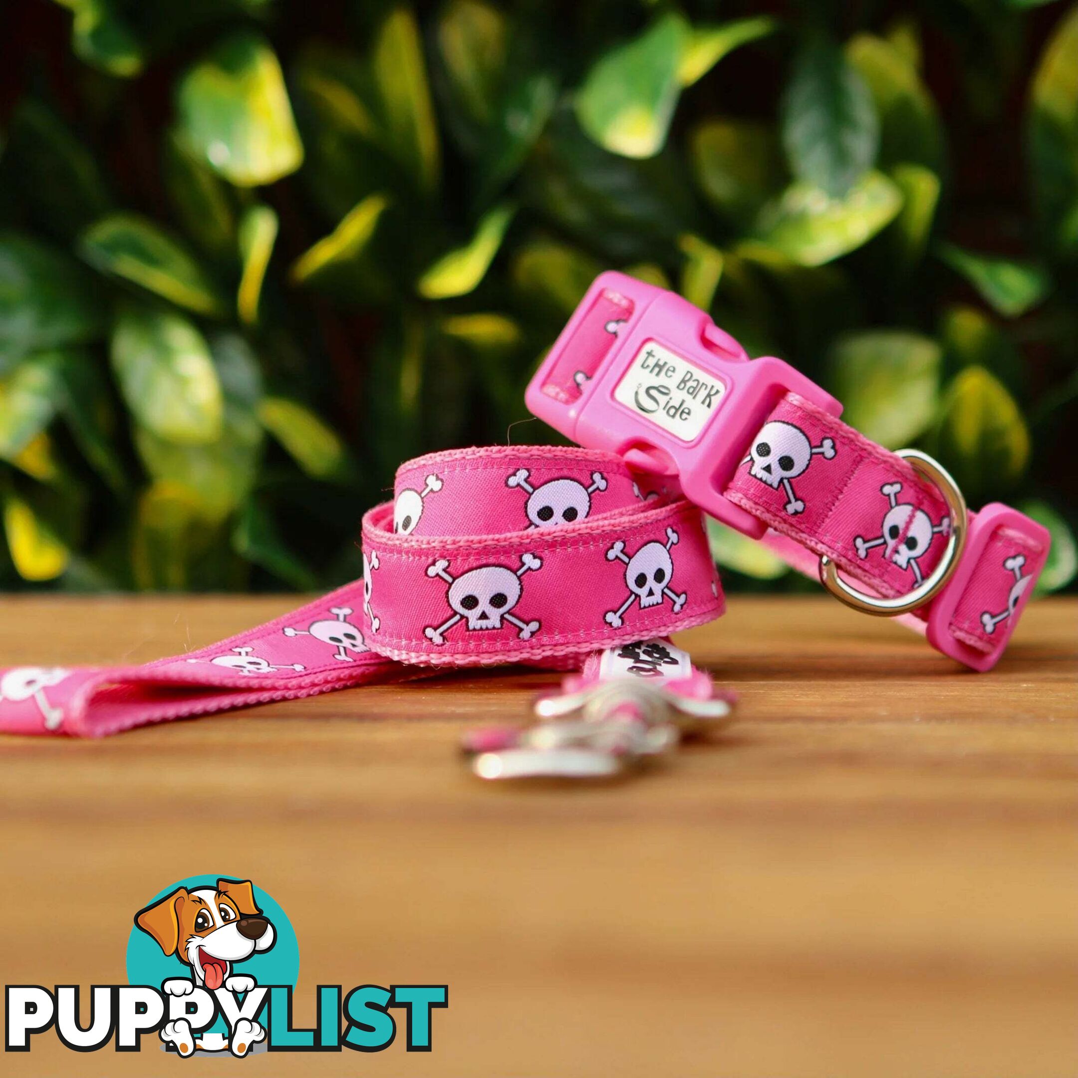 Pink Skulls Dog Collar - Hand Made by The Bark Side - TBSSKULLGE