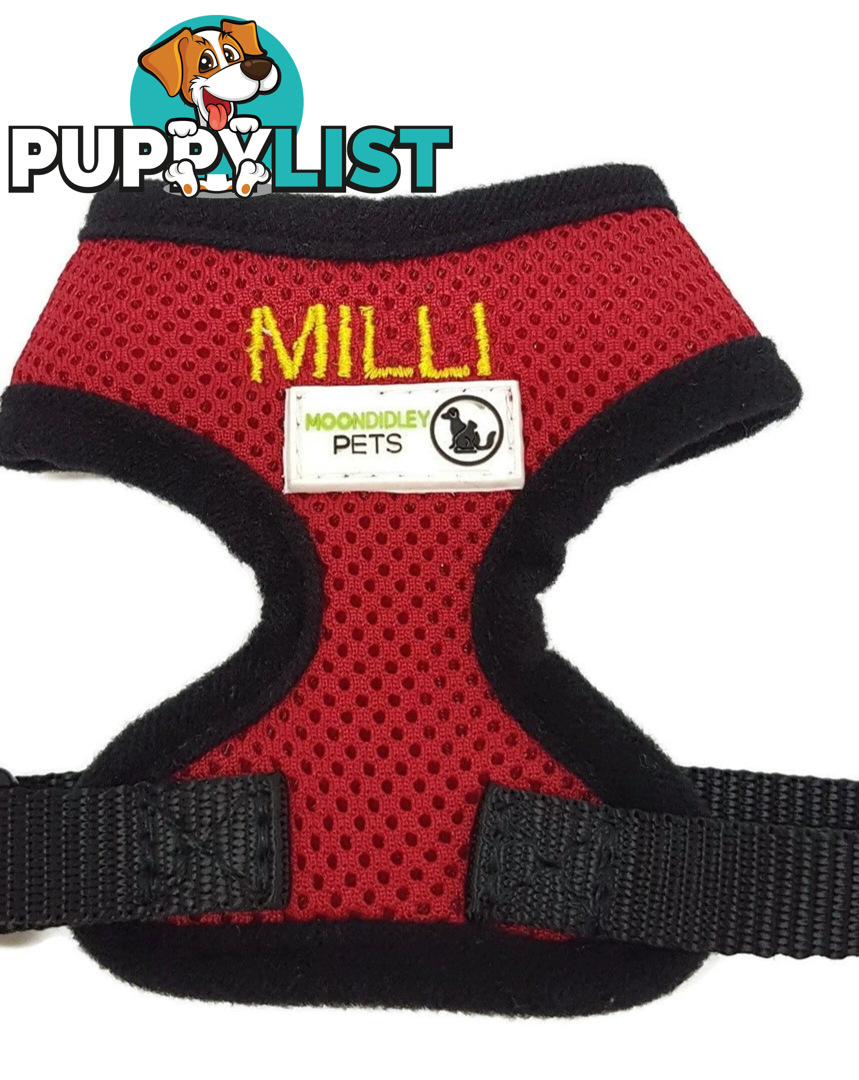 Doggie ID Harness Soft Air Mesh Personalised Embroidered - GC-HAR-ID-NVY-M