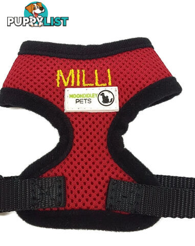Doggie ID Harness Soft Air Mesh Personalised Embroidered - GC-HAR-ID-NVY-M