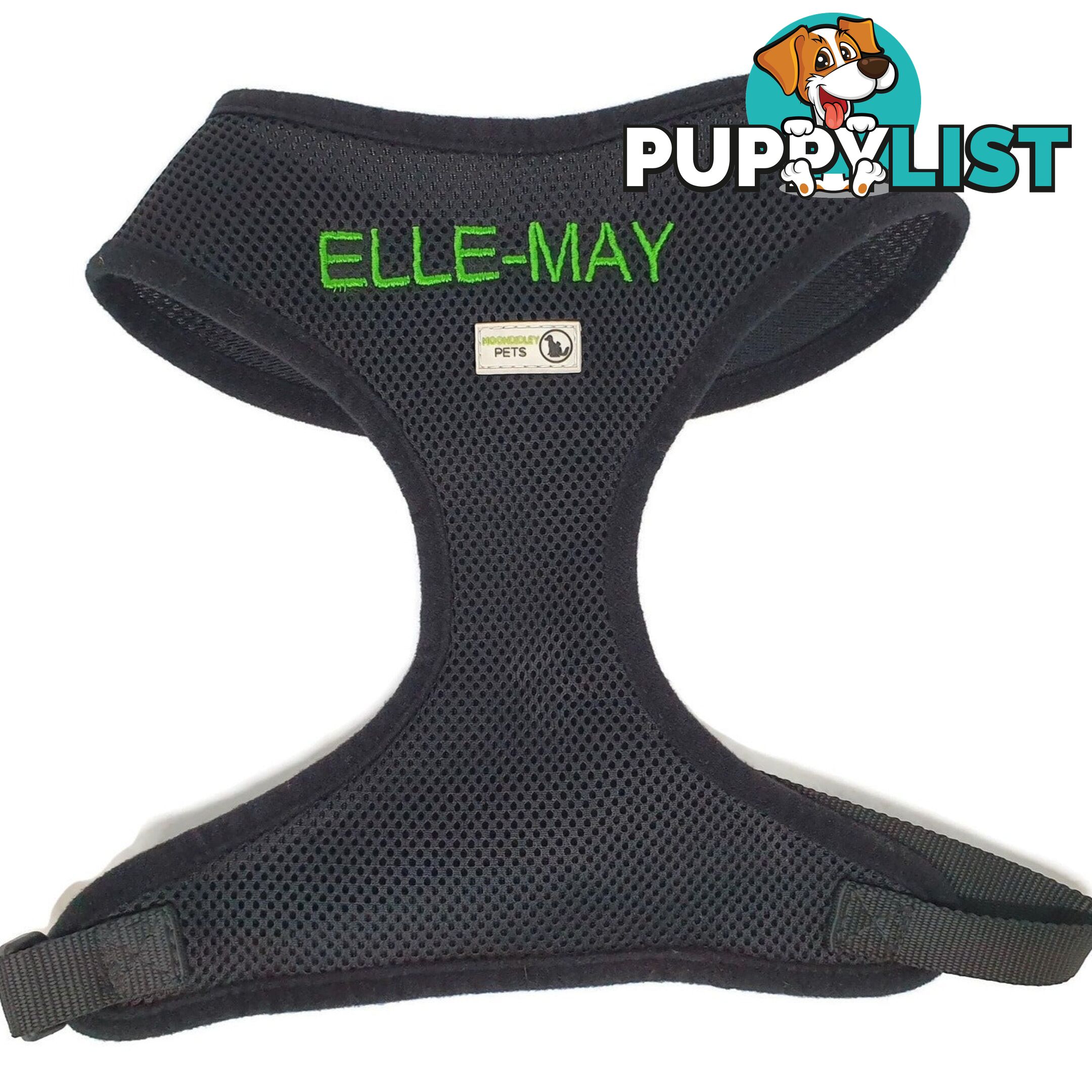 Doggie ID Harness Soft Air Mesh Personalised Embroidered - GC-HAR-ID-NVY-M