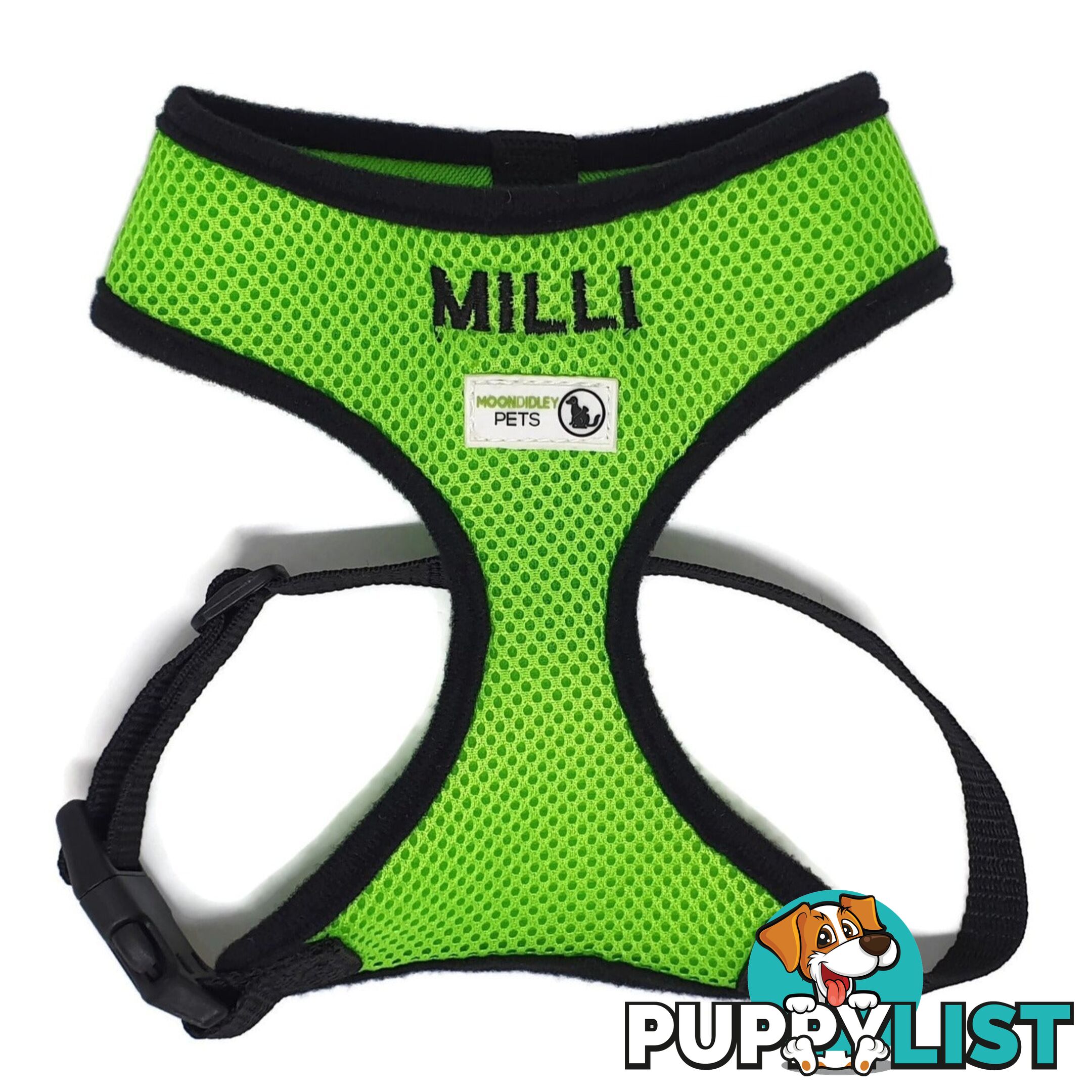 Doggie ID Harness Soft Air Mesh Personalised Embroidered - GC-HAR-ID-NVY-M