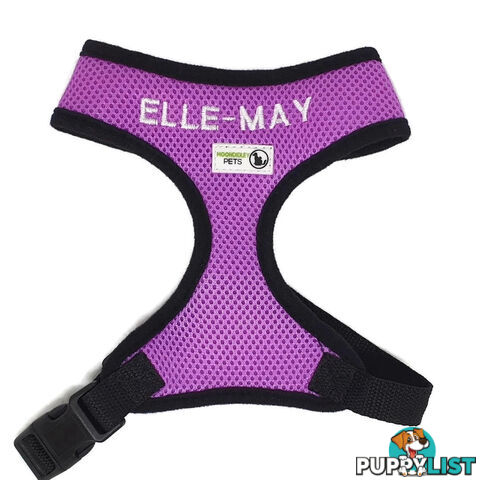 Doggie ID Harness Soft Air Mesh Personalised Embroidered - GC-HAR-ID-NVY-M
