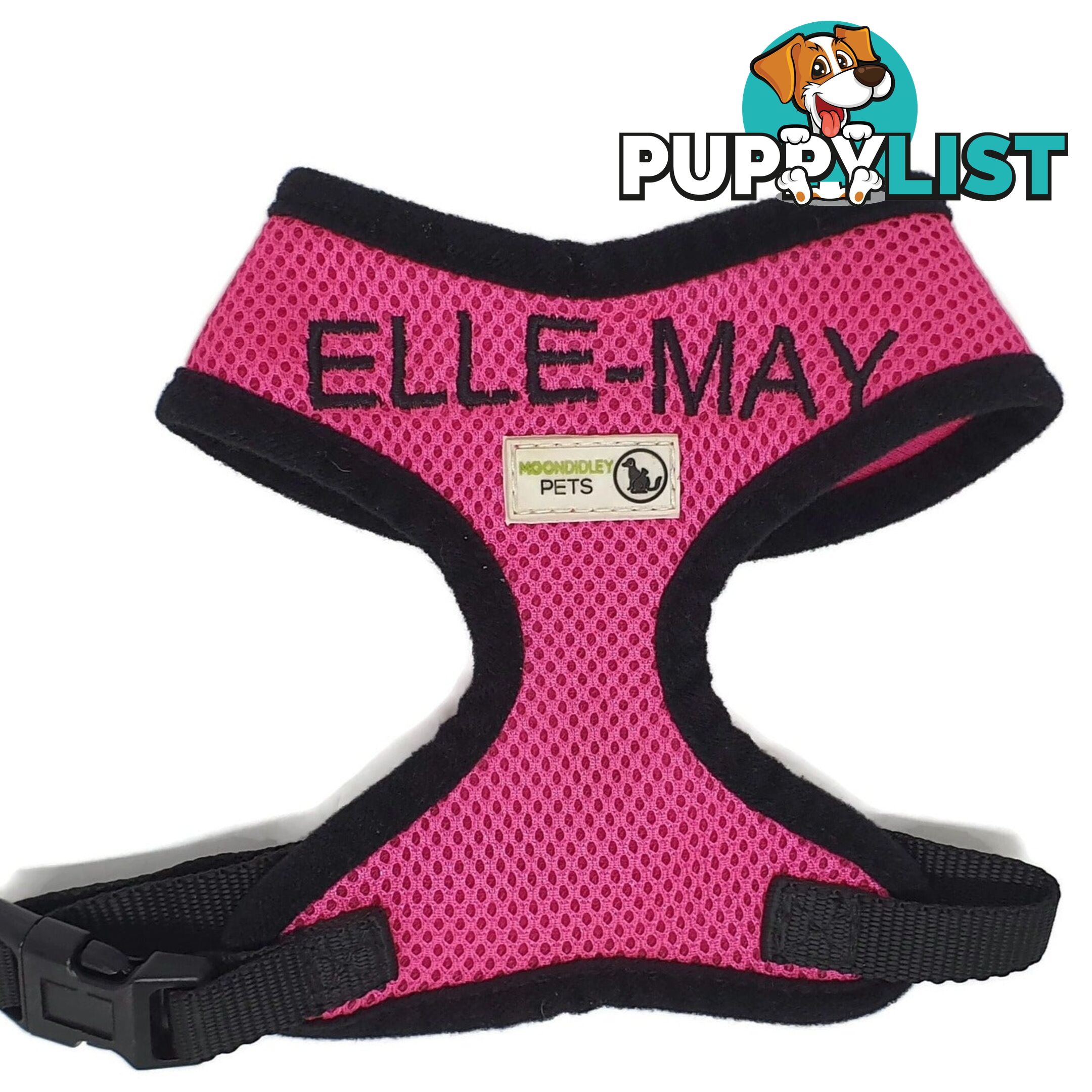 Doggie ID Harness Soft Air Mesh Personalised Embroidered - GC-HAR-ID-NVY-M