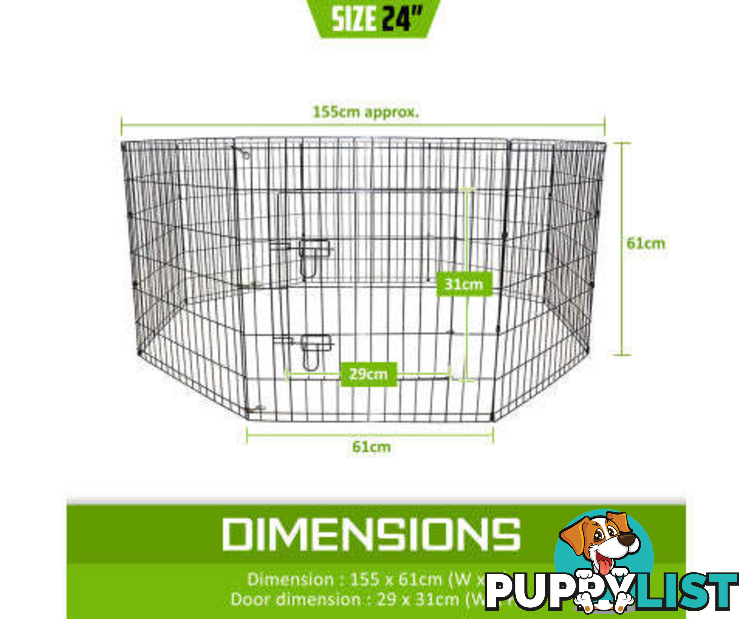 Paw Mate Pet Playpen 8 Panel Foldable Dog Exercise Enclosure Fence Cage - V274-PET-PP42