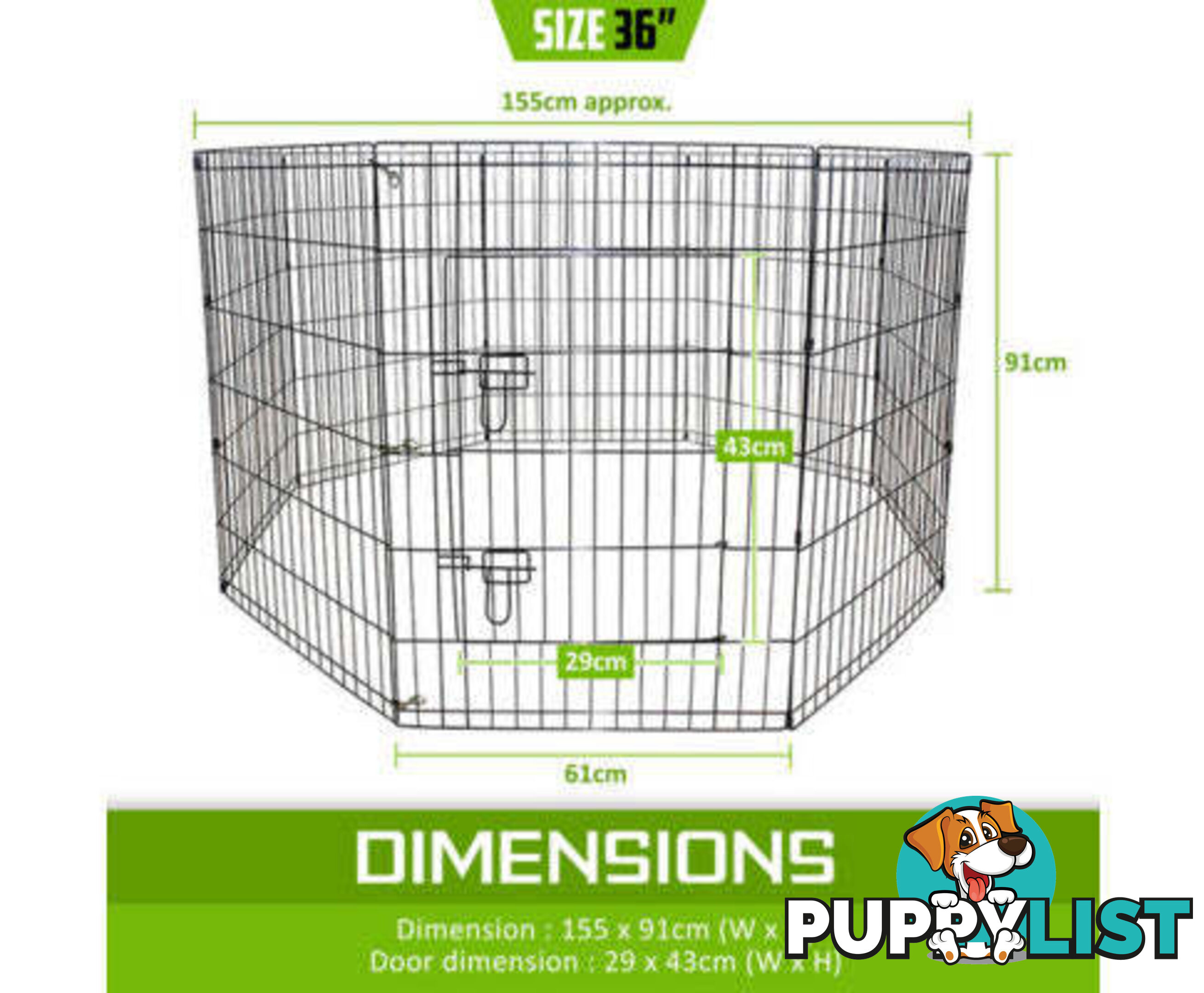 Paw Mate Pet Playpen 8 Panel Foldable Dog Exercise Enclosure Fence Cage - V274-PET-PP42