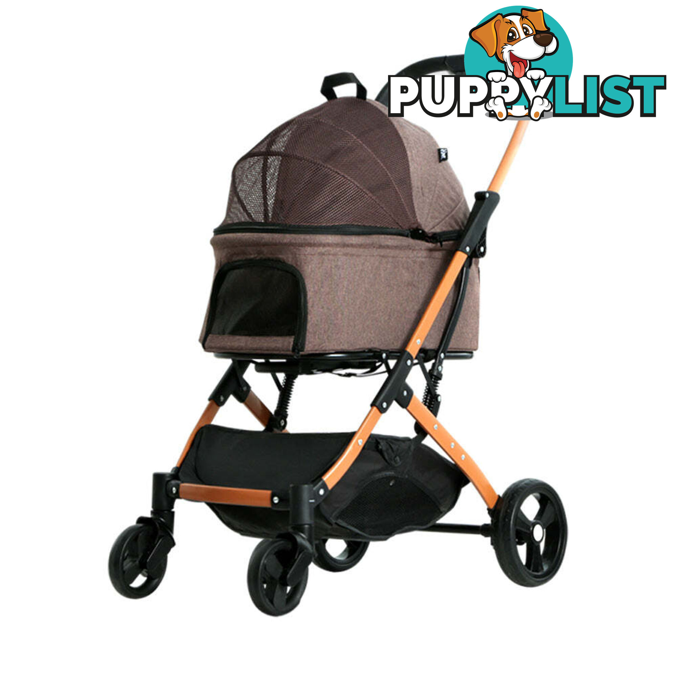 i.Pet Pet Stroller Dog Pram Large Cat Carrier Travel Foldable 4 Wheels Pushchair Double - PET-STROLLER-100-BR