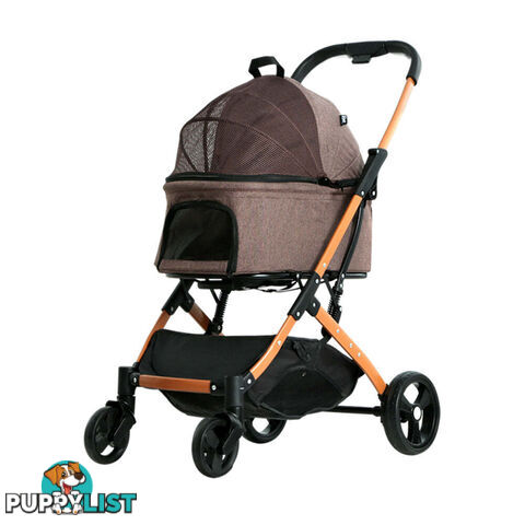 i.Pet Pet Stroller Dog Pram Large Cat Carrier Travel Foldable 4 Wheels Pushchair Double - PET-STROLLER-100-BR