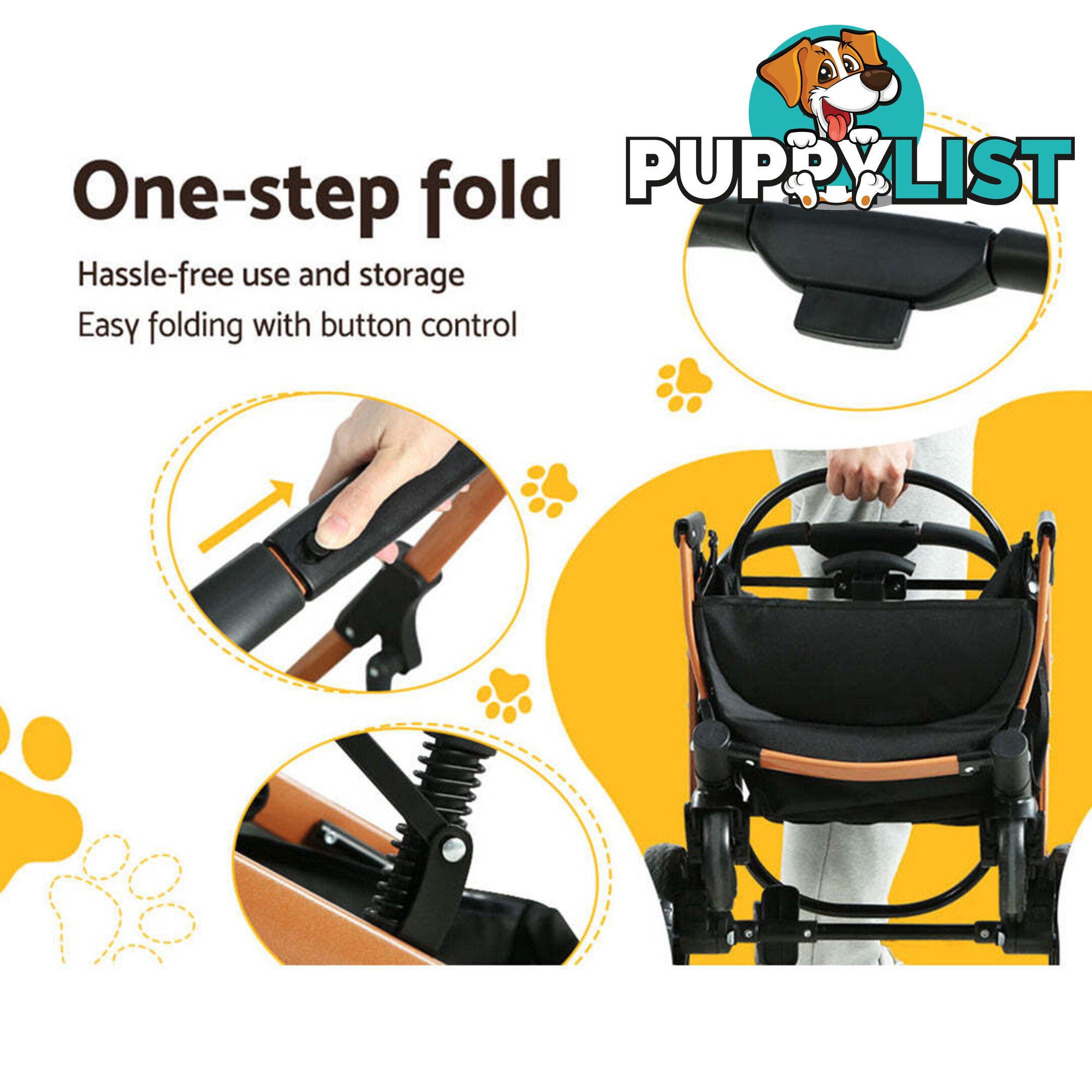 i.Pet Pet Stroller Dog Pram Large Cat Carrier Travel Foldable 4 Wheels Pushchair Double - PET-STROLLER-100-BR