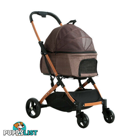 i.Pet Pet Stroller Dog Pram Large Cat Carrier Travel Foldable 4 Wheels Pushchair Double - PET-STROLLER-100-BR