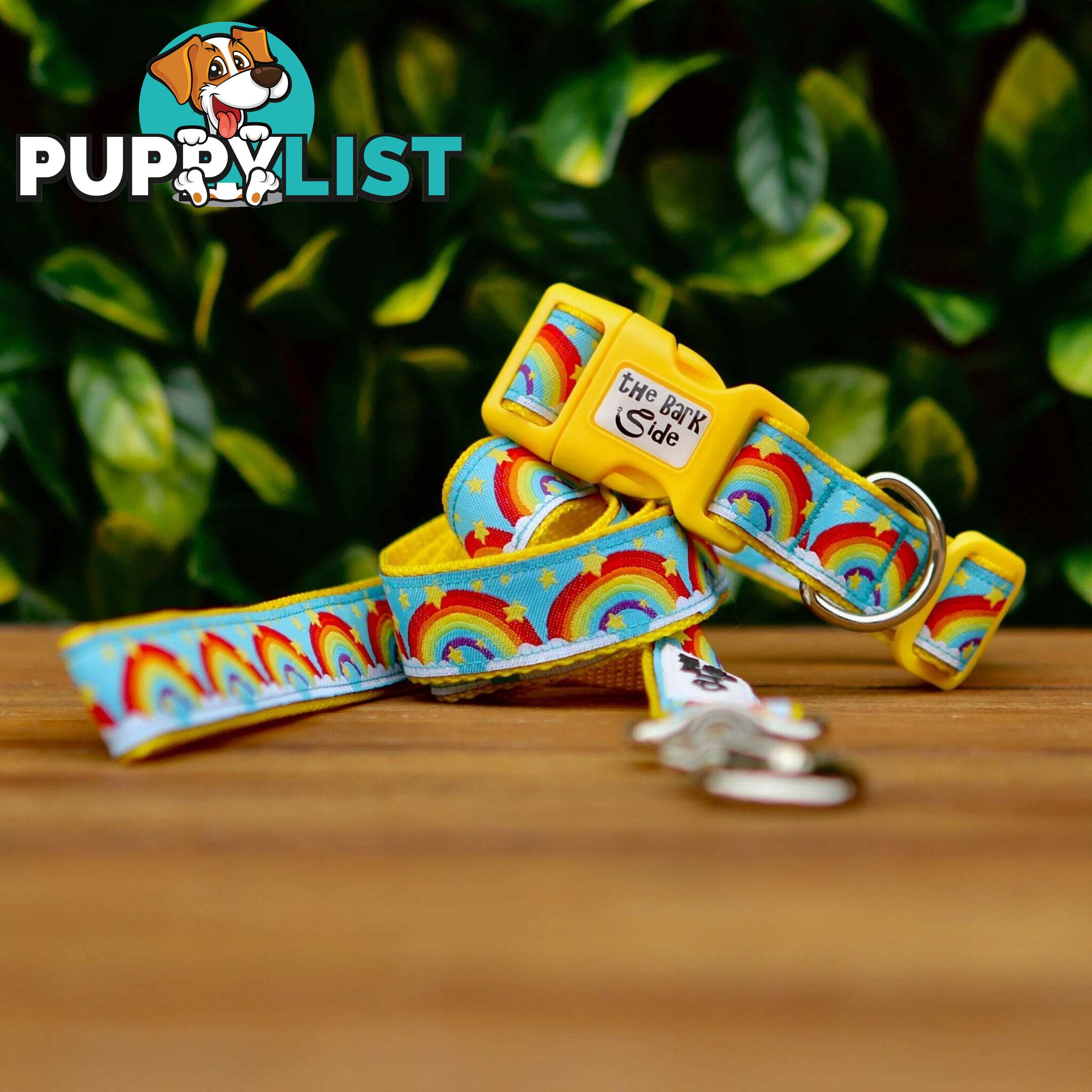 Rainbow Dog Collar - Hand Made by The Bark Side - TBSRAIMYEL