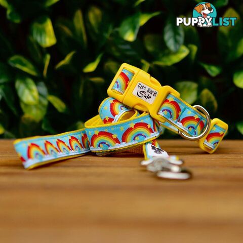 Rainbow Dog Collar - Hand Made by The Bark Side - TBSRAIMYEL