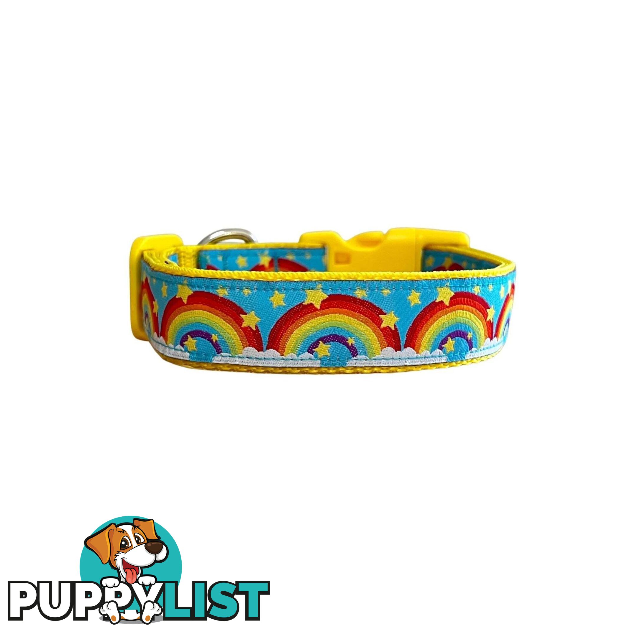 Rainbow Dog Collar - Hand Made by The Bark Side - TBSRAIMYEL
