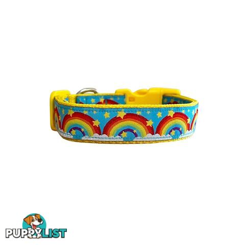 Rainbow Dog Collar - Hand Made by The Bark Side - TBSRAIMYEL