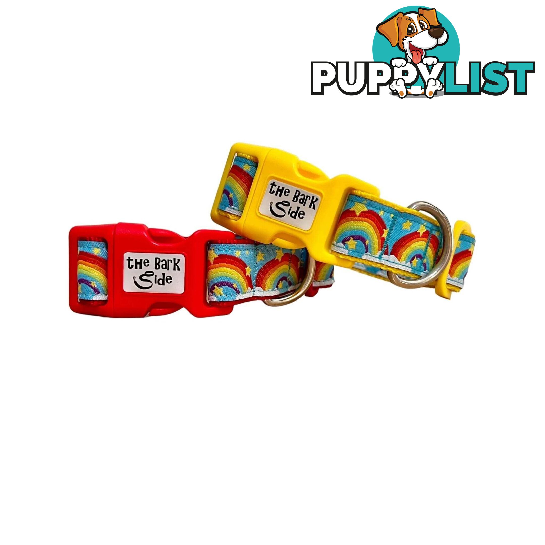 Rainbow Dog Collar - Hand Made by The Bark Side - TBSRAIMYEL