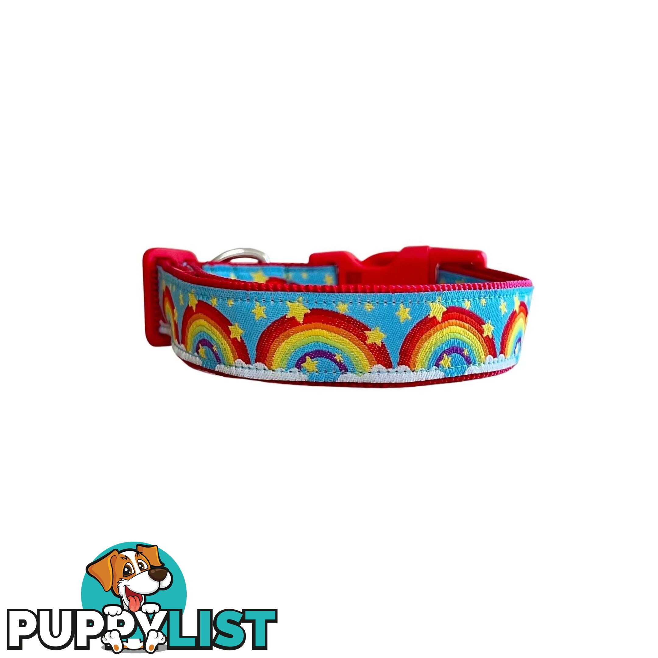 Rainbow Dog Collar - Hand Made by The Bark Side - TBSRAIMYEL