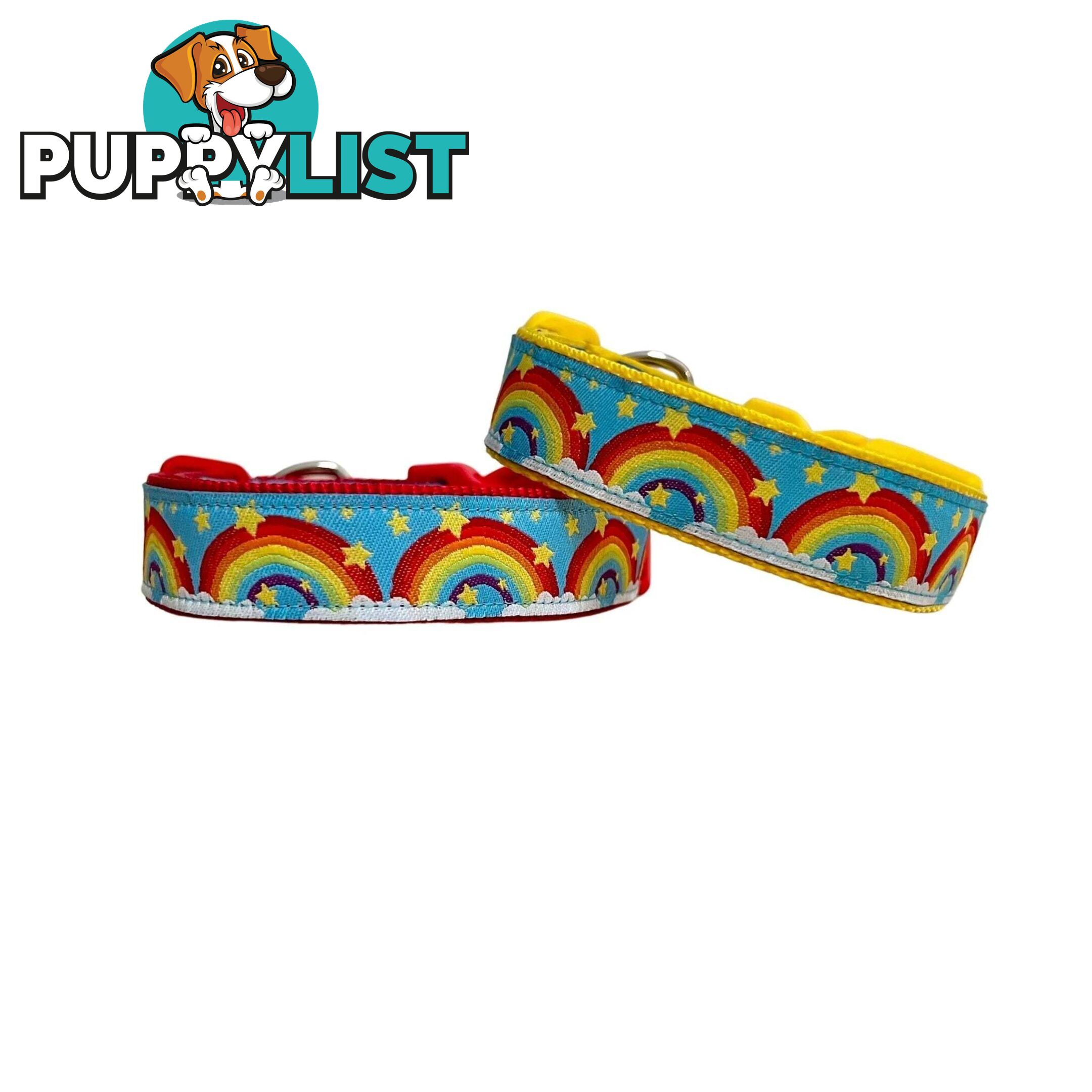 Rainbow Dog Collar - Hand Made by The Bark Side - TBSRAIMYEL