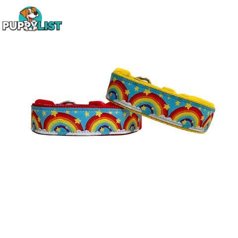 Rainbow Dog Collar - Hand Made by The Bark Side - TBSRAIMYEL