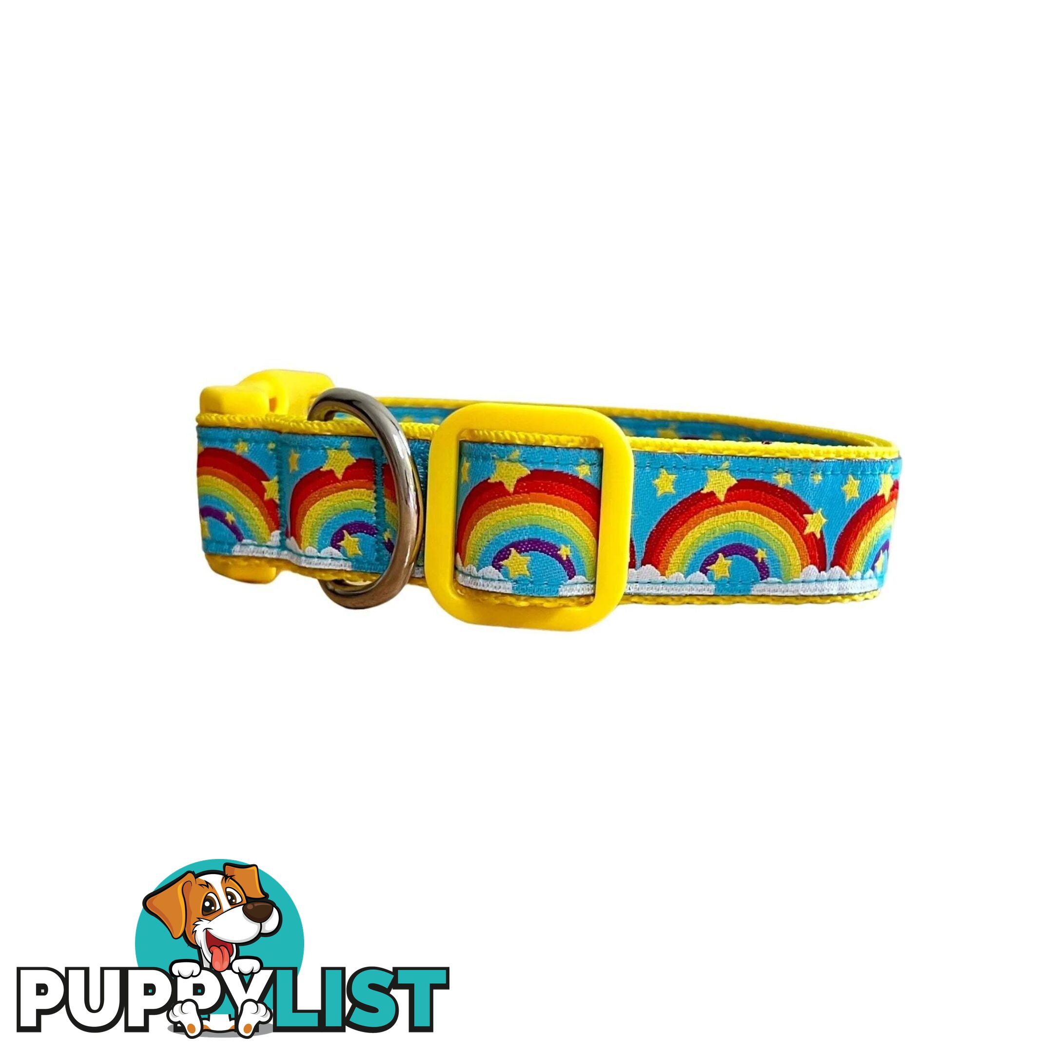 Rainbow Dog Collar - Hand Made by The Bark Side - TBSRAIMYEL