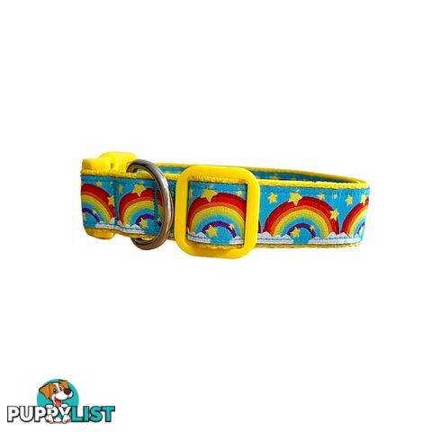 Rainbow Dog Collar - Hand Made by The Bark Side - TBSRAIMYEL
