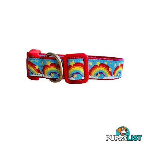 Rainbow Dog Collar - Hand Made by The Bark Side - TBSRAIMYEL