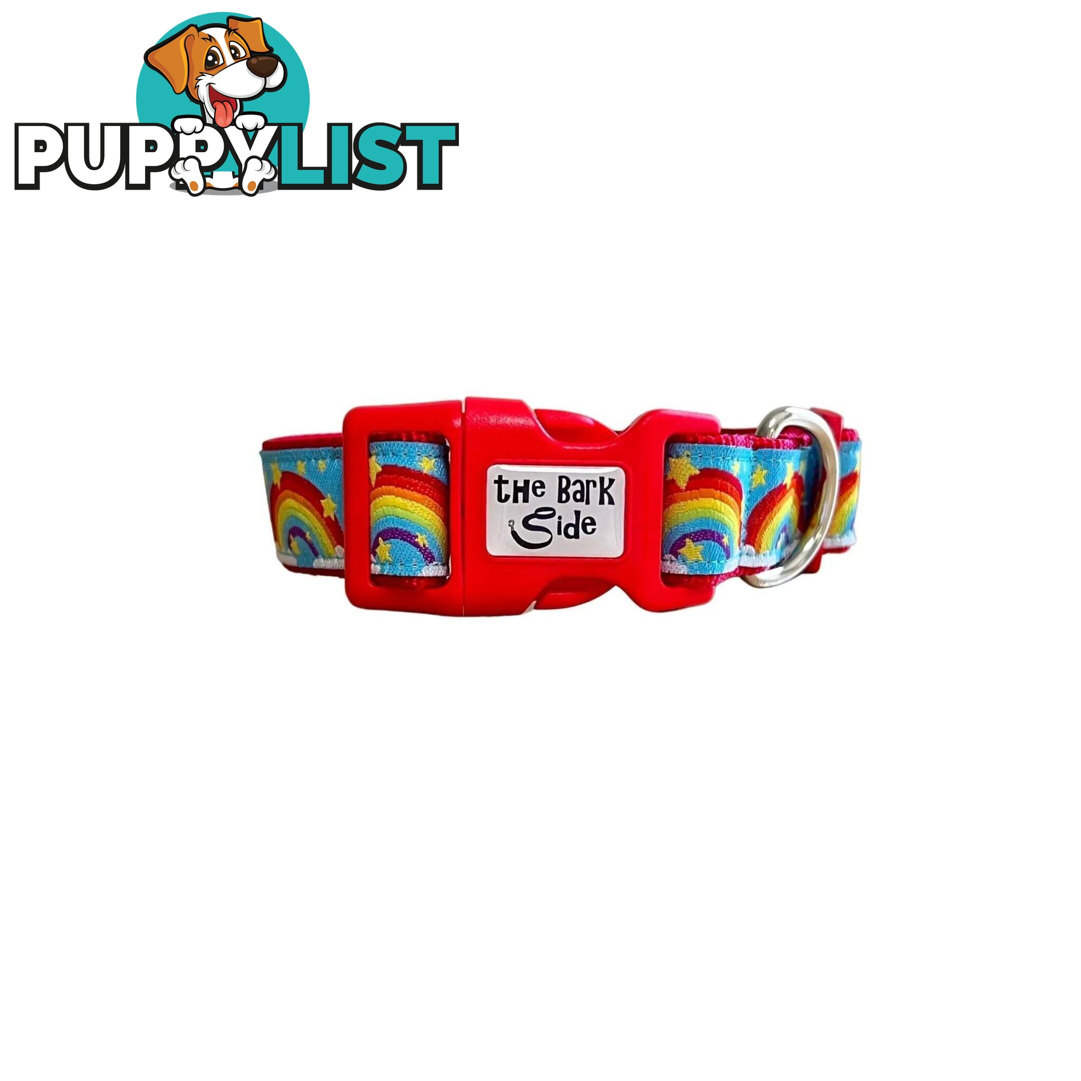 Rainbow Dog Collar - Hand Made by The Bark Side - TBSRAIMYEL